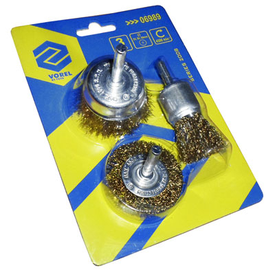 Набор щеток-крацовок со стержнем 3шт медь T06989