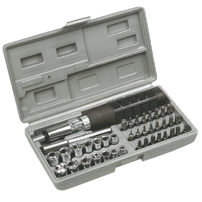 Отвертка с трещ+наконечники и головки, наб40шт (1401)