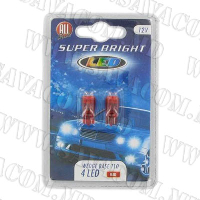 Лампа 12V 4 neon  T10 2шт. крас.№11613