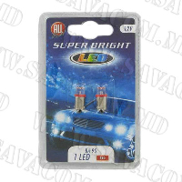 Лампа 12V T10 T4W 1 neon  BA9S 2шт. крас.№11622