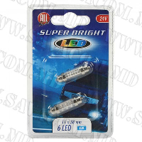 Лампа 12V 6 neon 11X38mm 2шт. гол.№11626