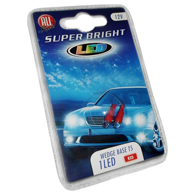 Лампа 12V 1 neon  T5 2шт. крас.№11628