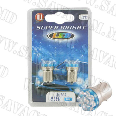 Лампа 12V 9 neon  BA15S 2шт. гол.№11635